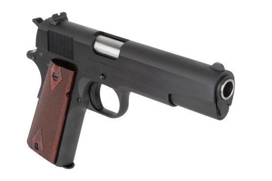Colt 45 1911 government classic features wood grip panels